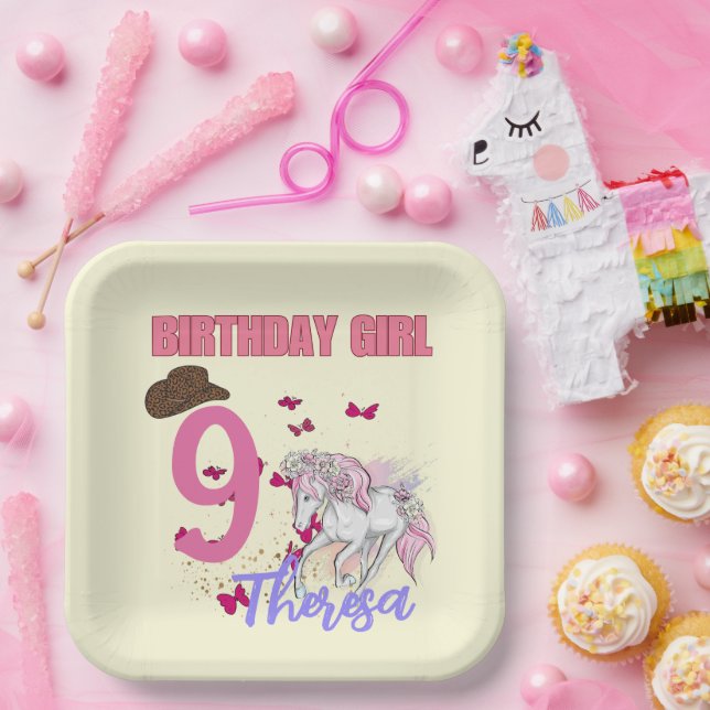 Assiettes En Carton Rodéo Chevaux Fleurs de pivoine Fête d'anniversair (Fête)