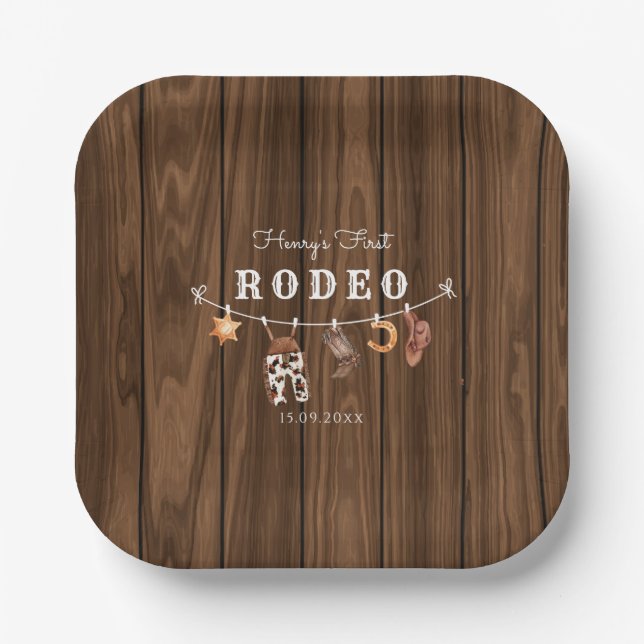 Assiettes En Carton Rodeo Wild West rustique cowboy occidental Anniver (Recto)