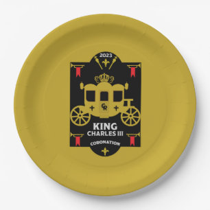 Assiettes En Carton Roi Charles III Couronnement britannique 2023