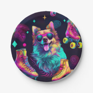 Assiettes En Carton Roller Skate Disco Chien