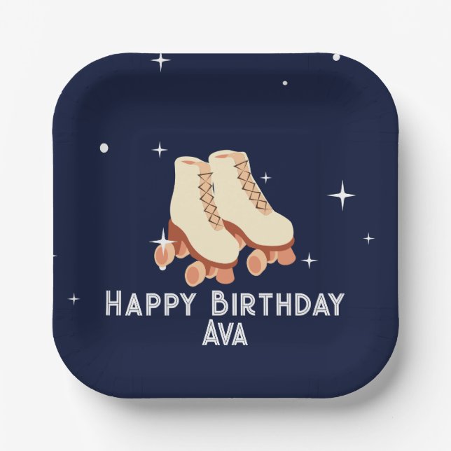 Assiettes En Carton Rollerskate Plaque de fête d'anniversaire (Recto)