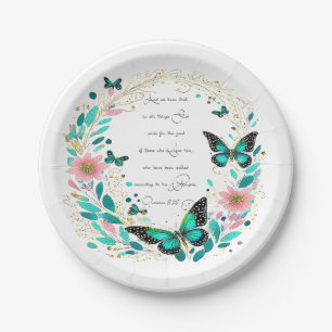 Assiettes En Carton Romains 8:28 Fleurs et papillons