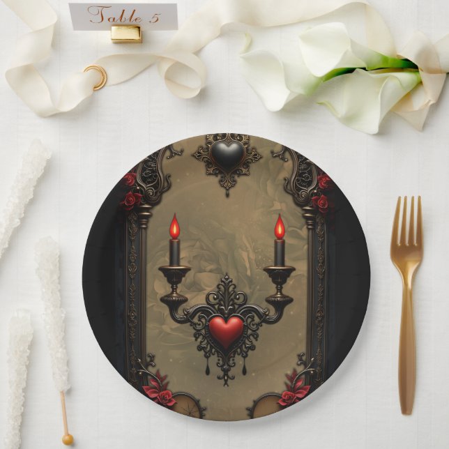Assiettes En Carton Romance gothique : Passion cachée. (Mariage)