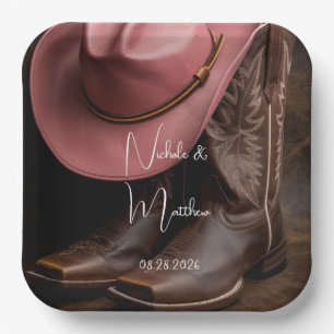Assiettes En Carton Romance rustique : Bottes de Cowboy et Mariage Cas