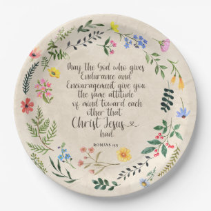 Assiettes En Carton Romans 15:5 Bible Verse Image