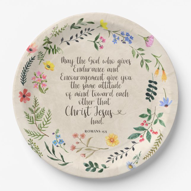Assiettes En Carton Romans 15:5 Bible Verse Image (Devant)