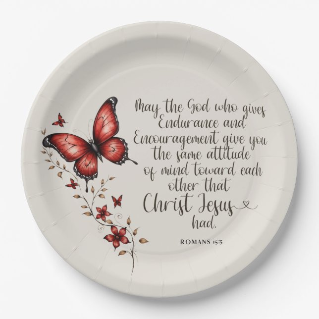 Assiettes En Carton Romans 15:5 Bible Verse Image (Devant)