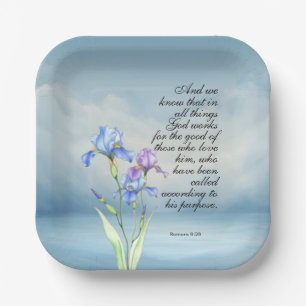 Assiettes En Carton Romans 8:28 Iris Aquarelle