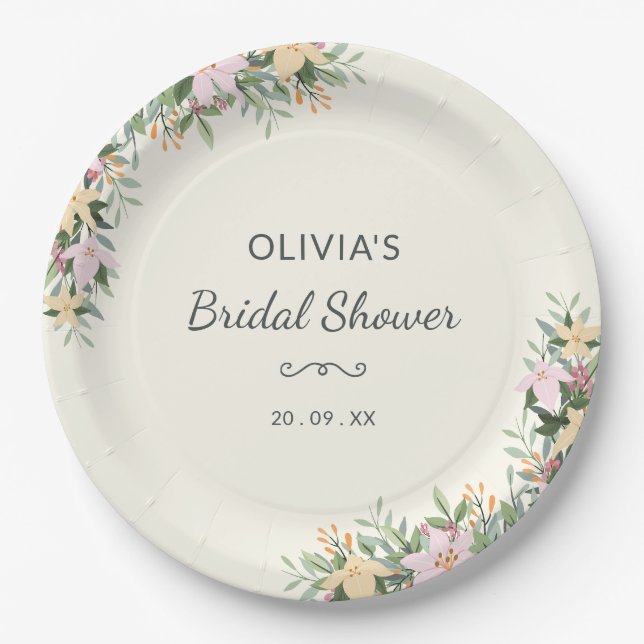 Assiettes En Carton Romantic Floral Bridal Shower (Devant)
