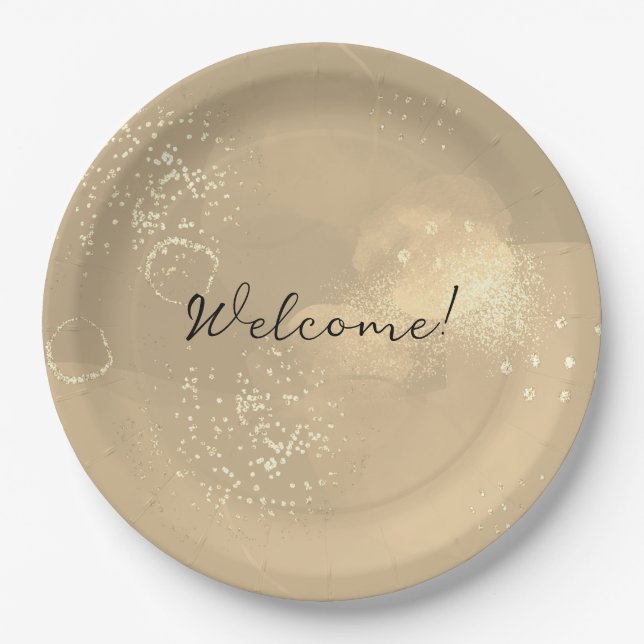 Assiettes En Carton Romantic glitter gold art (Devant)