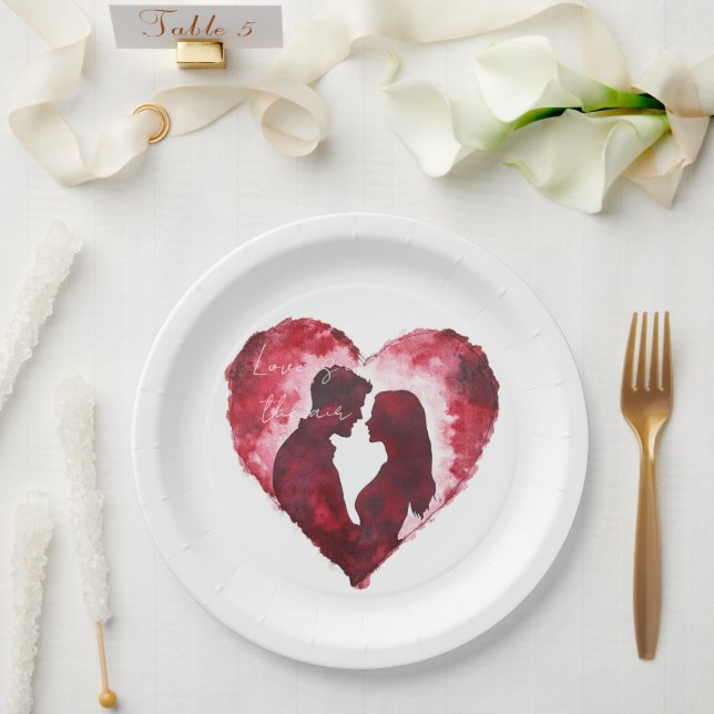 Assiettes En Carton Romantique Amour Mariage de coeur (Mariage)
