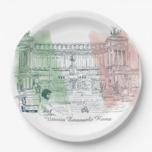 Assiettes En Carton Rome Italie Vittorio Emanuele Monument Italie Drap