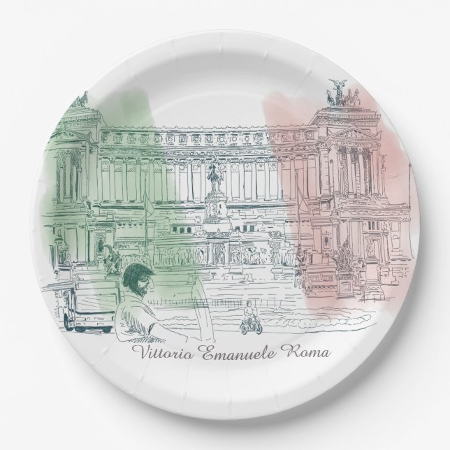 Assiettes En Carton Rome Italie Vittorio Emanuele Monument Italie Drap (Devant)