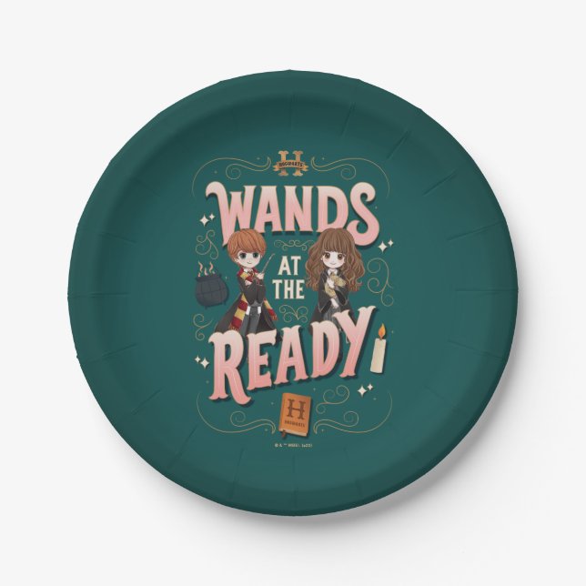 Assiettes En Carton Ron & Hermione Wands au Ready (Devant)