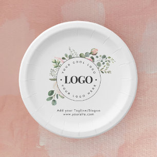 Assiettes En Carton Rond Cercle Custom Company Logo Floral Green