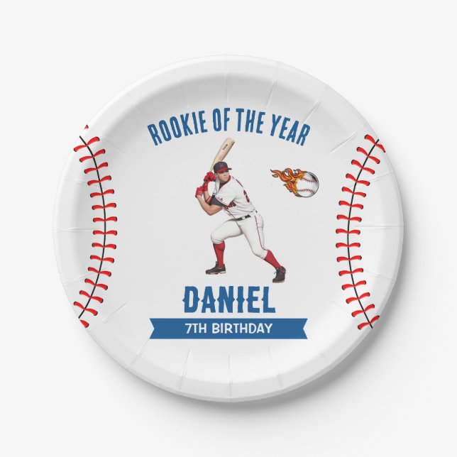 Assiettes En Carton Rookie Baseball fête d'anniversaire (Devant)