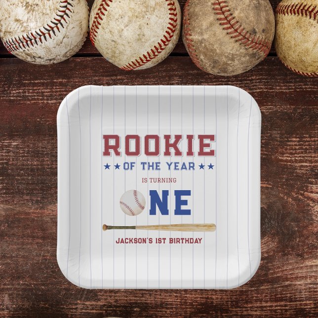 Assiettes En Carton Rookie de l'année 1er Anniversaire Baseball (Rookie of the Year Baseball Paper Plates)