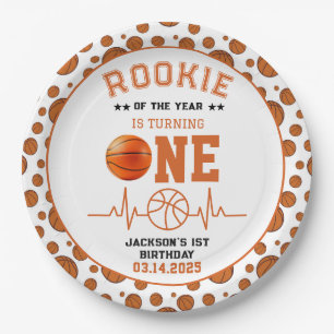 Assiettes En Carton Rookie de l'année 1er anniversaire de basket-ball