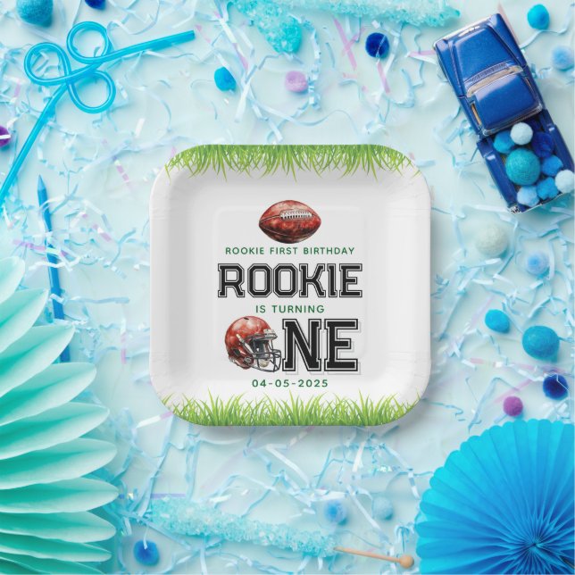 Assiettes En Carton Rookie de l'année 1er anniversaire de football gar (Fête)