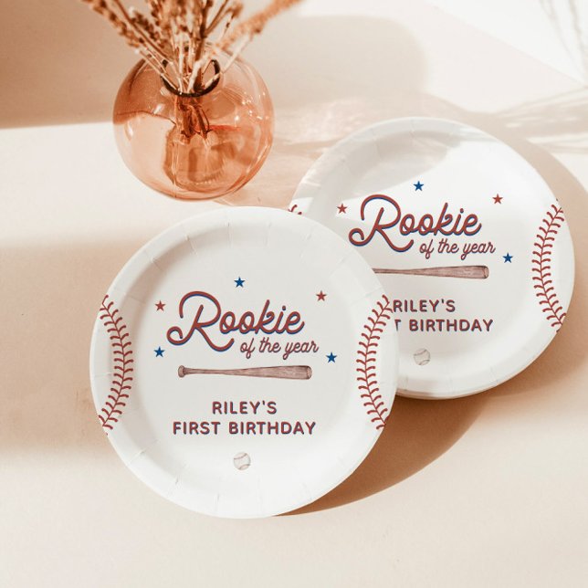 Assiettes En Carton Rookie de l'année Première fête d'anniversaire (Créateur téléchargé)