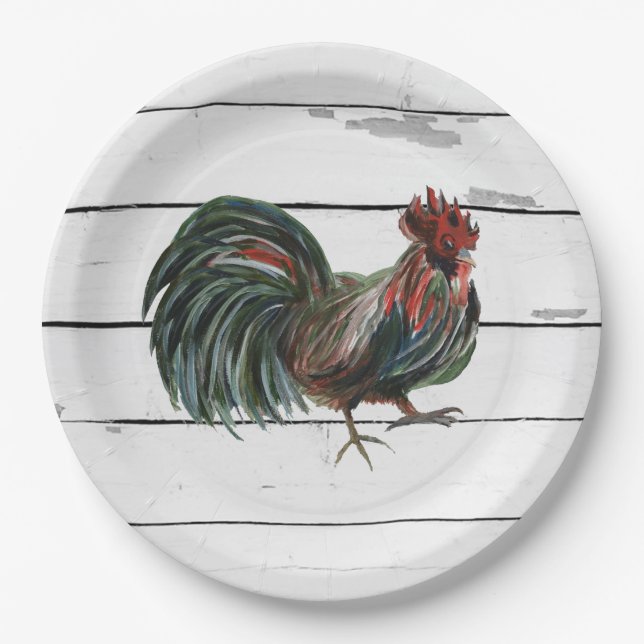 Assiettes En Carton Rooster Painting Barnyard Party Paper Napkin (Devant)