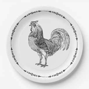 Assiettes En Carton Rooster rustique