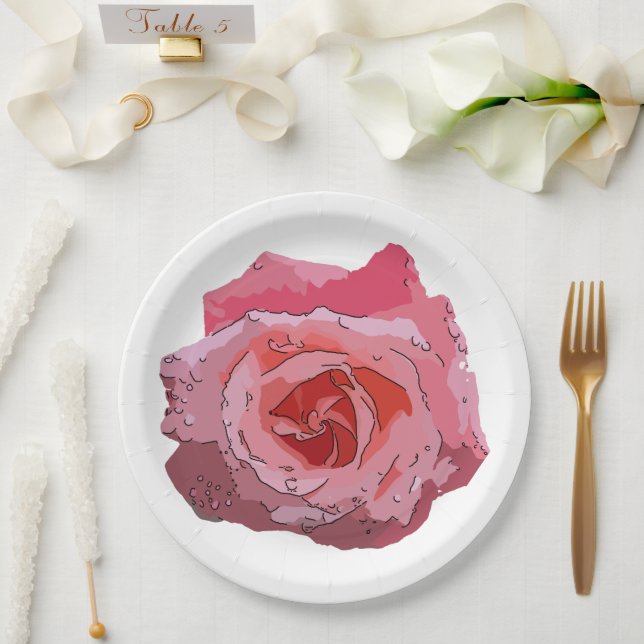 Assiettes En Carton RosaCartoon. (Mariage)