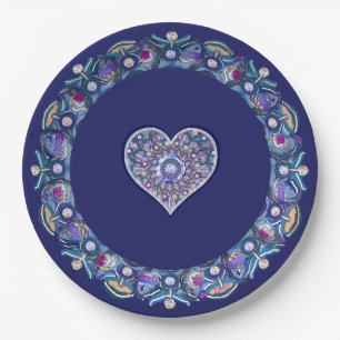 Assiettes En Carton Rosace bleue