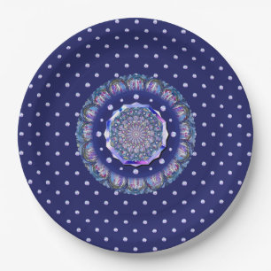 Assiettes En Carton Rosace bleue