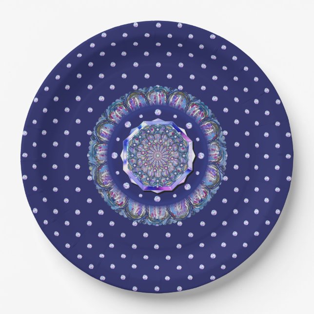 Assiettes En Carton Rosace bleue (Devant)