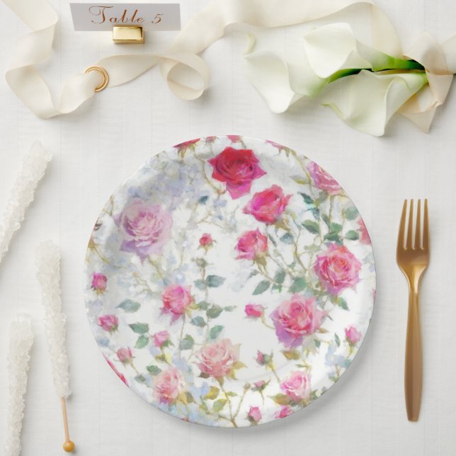 Assiettes En Carton Rose (Mariage)