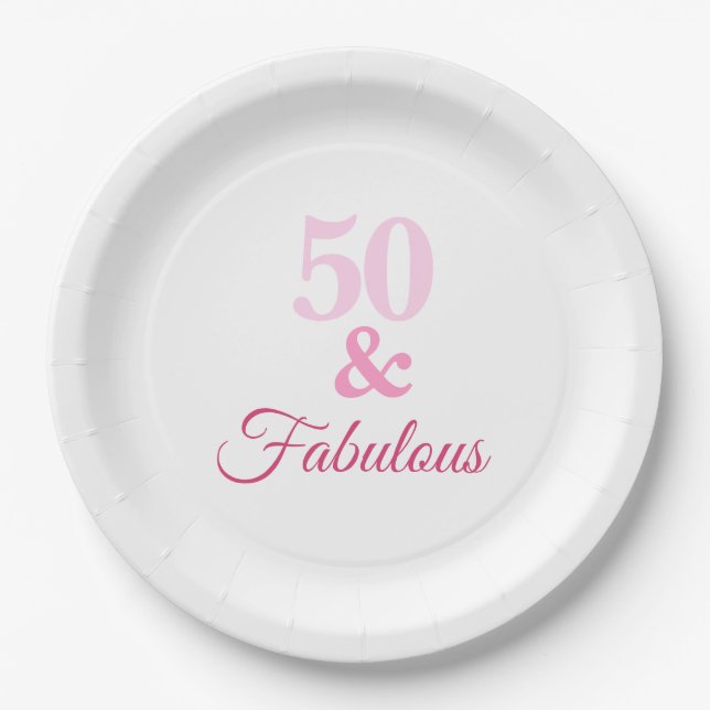 Assiettes En Carton Rose 50 et Fabulous Plaque en papier (Devant)