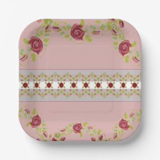 Assiettes En Carton Rose Avec Motif Floral