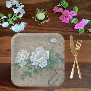 Assiettes En Carton Rose blanche