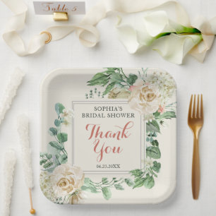 Assiettes En Carton Rose Boho classique Merci de Fête des mariées Flor