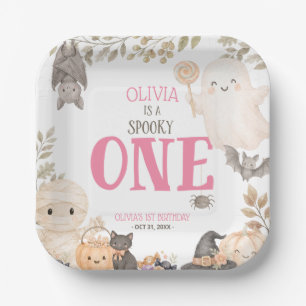 Assiettes En Carton Rose Boho Effrayant Un Anniversaire 1 an Mignon Fa