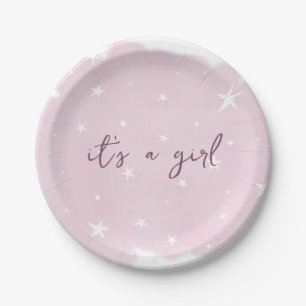 Assiettes En Carton Rose C'est un Baby shower d'aquarelle pour fille
