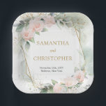 Assiettes En Carton Rose chic cadre doré à l'eucalyptus mariage<br><div class="desc">Voici l'enchanteresse Elegant Green Foliage Faux Gold Paper Plate - un ajout éblouissant à toute célébration mariage! Avec son design complexe de verdure luxuriante et ses accents faux or, cette assiette respire l'élégance et le charme sans effort. Parfaits pour ajouter une touche de raffinement à votre journée spéciale, ces assiettes...</div>