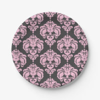 Rose clair et gris damassé élégant chic pour fête