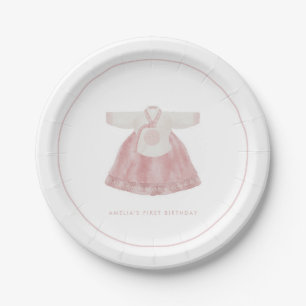 Assiettes En Carton Rose coréenne fille 1er anniversaire Doljanchi