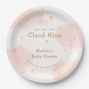 Assiettes En Carton Rose Cute Nuage Neuf Fille Douche bébé