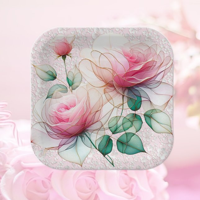 Assiettes En Carton Rose de Chiffon (Créateur téléchargé)