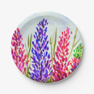 Assiettes En Carton Rose de loup de fleurs sauvages d'art floral