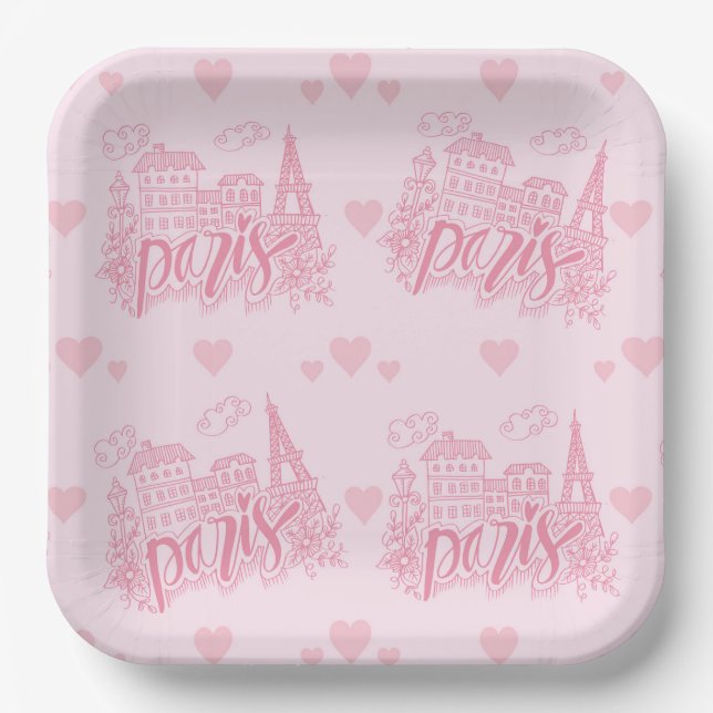 Assiettes En Carton Rose de Paris (Recto)