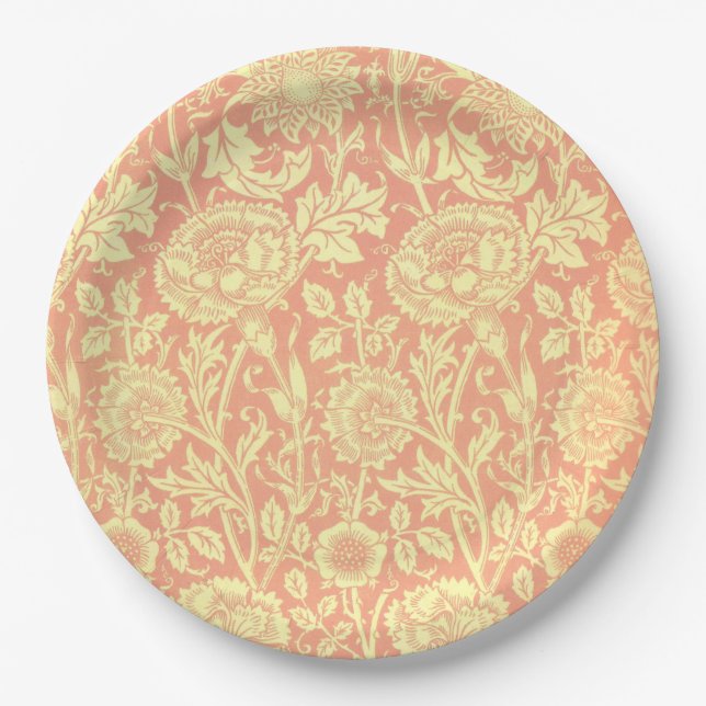 Assiettes En Carton Rose de William Morris et conception de rose (Devant)