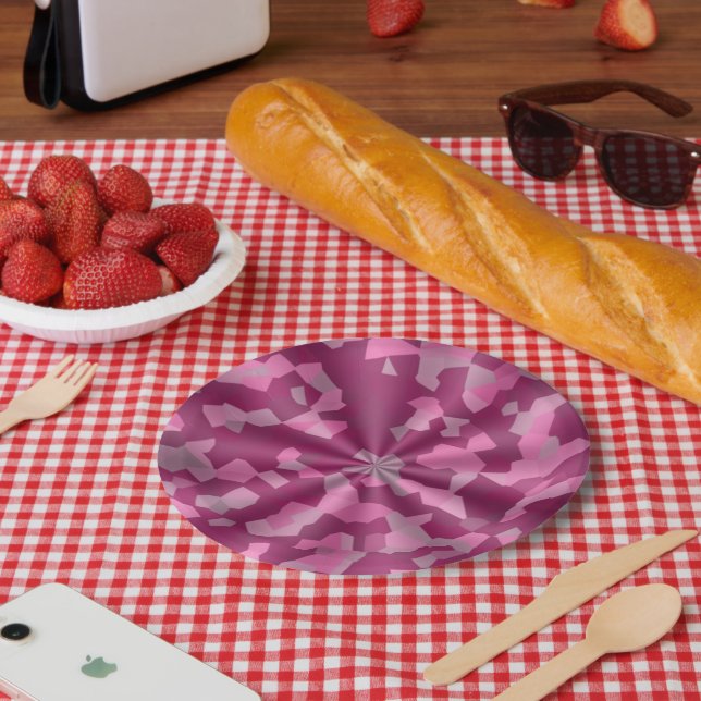 ASSIETTES EN CARTON ROSE DESIGNES SWIRL (Pique-nique)