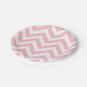 Assiettes En Carton Rose et blanc Grandes tailles Chevron Grandes band
