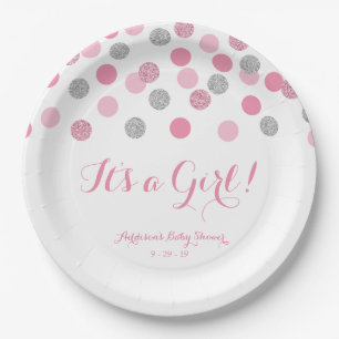 Assiettes En Carton Rose et plaques à papier de baby shower de partie