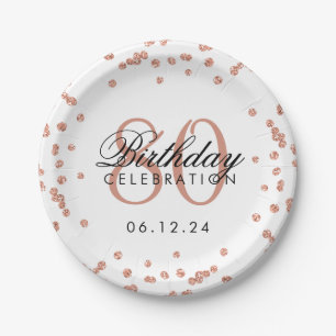 Assiettes En Carton Rose Gold 80e anniversaire Parties scintillant Con