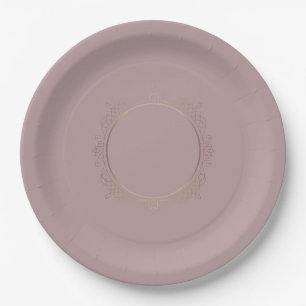 Assiettes En Carton Rose Gold Blank Modèle Ajouter votre texte Élég